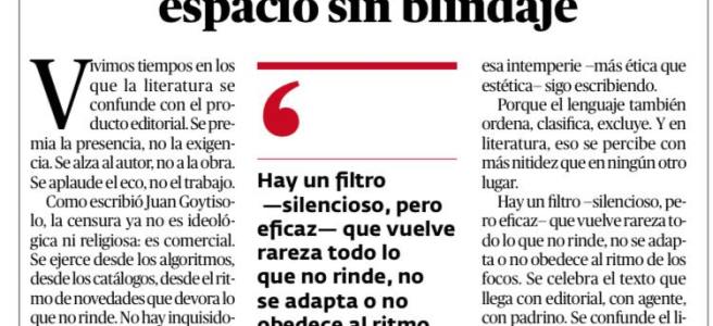 La literatura como espacio sin blindaje
