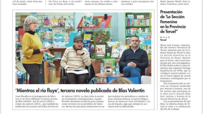 El Diario de Teruel recoge la presentación de Mientras el río&nbsp;fluye