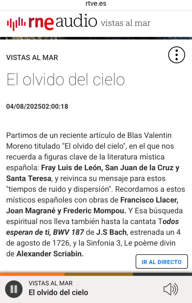 RNE lee íntegro El olvido del&nbsp;cielo