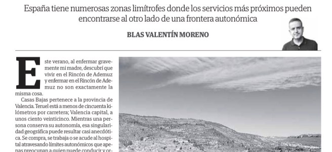 Artículo La frontera cuando uno enferma, publicado originalmente en Las Provincias, el 16 de septiembre de 2026