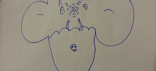 Retrato de su padre, es decir, de mi persona, realizado por mi hijo Blas. Se ha pasado; deberé castigarlo.